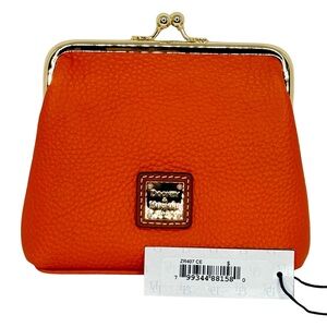 Dooney & Bourke Pebble Grain Large Frame Coin Purse In Clementine